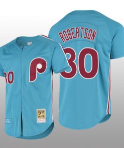 Men's Philadelphia Phillies David Robertson Light Blue Cooperstown Collection Authentic Jersey