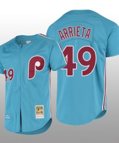 Men's Philadelphia Phillies Jake Arrieta Light Blue Cooperstown Collection Authentic Jersey