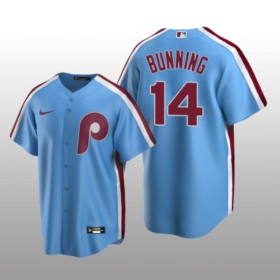 Men's Philadelphia Phillies Jim Bunning Light Blue Cooperstown Collection Road Jersey