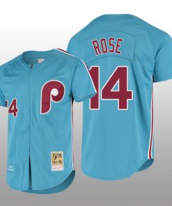 Men's Philadelphia Phillies Pete Rose Light Blue Cooperstown Collection Authentic Jersey