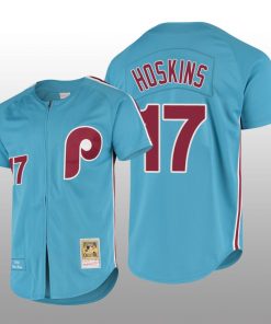 Men's Philadelphia Phillies Rhys Hoskins Light Blue Cooperstown Collection Authentic Jersey