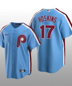 Men's Philadelphia Phillies Rhys Hoskins Light Blue Cooperstown Collection Road Jersey