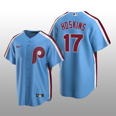 Men's Philadelphia Phillies Rhys Hoskins Light Blue Cooperstown Collection Road Jersey