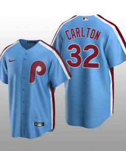 Men's Philadelphia Phillies Steve Carlton Light Blue Cooperstown Collection Road Jersey