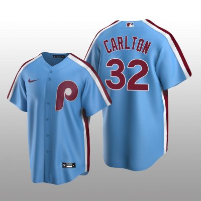 Men's Philadelphia Phillies Steve Carlton Light Blue Cooperstown Collection Road Jersey