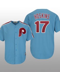 Men's Rhys Hoskins Philadelphia Phillies Light Blue Cool Base Cooperstown Player Jersey