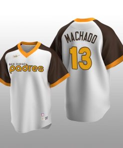 Men's San Diego Padres Manny Machado White Cooperstown Collection Home Jersey