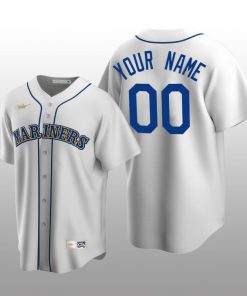 Men's Seattle Mariners Custom White Cooperstown Collection Home Jersey