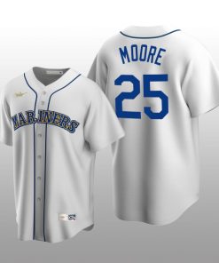 Men's Seattle Mariners Dylan Moore White Cooperstown Collection Home Jersey
