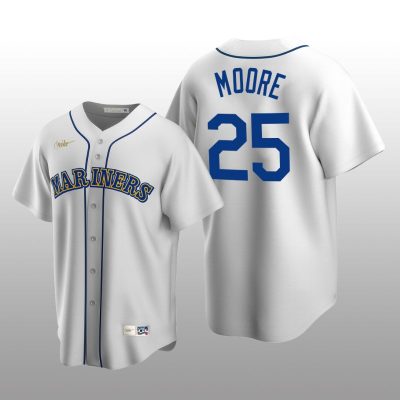 Men's Seattle Mariners Dylan Moore White Cooperstown Collection Home Jersey