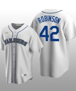 Men's Seattle Mariners Jackie Robinson White Cooperstown Collection Home Jersey
