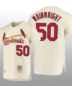 Men's St. Louis Cardinals Adam Wainwright Cream Cooperstown Collection Authentic Jersey