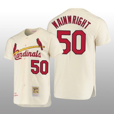 Men's St. Louis Cardinals Adam Wainwright Cream Cooperstown Collection Authentic Jersey