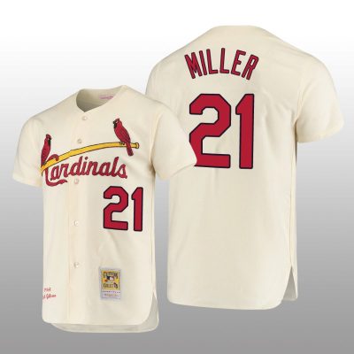 Men's St. Louis Cardinals Andrew Miller Cream Cooperstown Collection Authentic Jersey