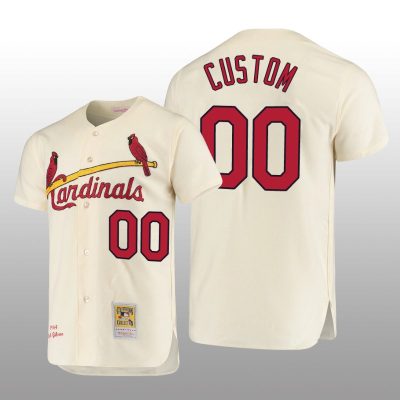 Men's St. Louis Cardinals Custom Cream Cooperstown Collection Authentic Jersey
