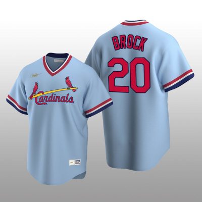 Men's St. Louis Cardinals Lou Brock Light Blue Cooperstown Collection Road Jersey