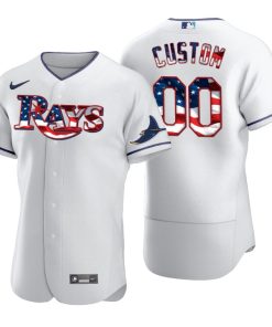 Men's Tampa Bay Rays Custom White 2020 Stars & Stripes 4th of July Jersey
