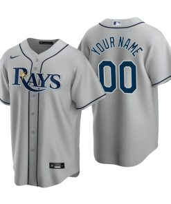 Men's Tampa Bay Rays Gray Replica 2020 Road Custom Jersey