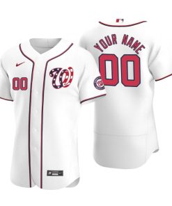 Men's Washington Nationals Custom White Authentic 2020 Alternate Team Logo Jersey