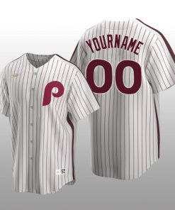 Men's yourname Philadelphia Phillies White Home Cooperstown Collection Jersey