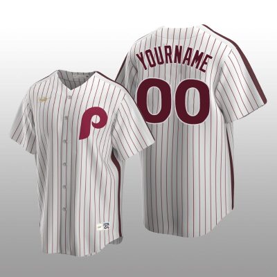 Men's yourname Philadelphia Phillies White Home Cooperstown Collection Jersey