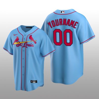 Men's yourname St. Louis Cardinals Light Blue Alternate 2020 Replica Jersey