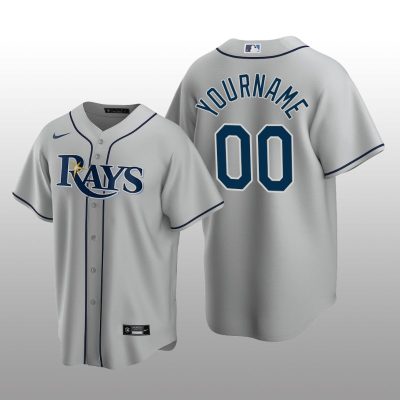 Men's yourname Tampa Bay Rays Gray Road 2020 Replica Jersey