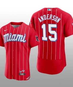 Miami Marlins Brian Anderson Men's 2021 City Connect Jersey Red Authentic