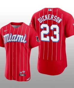 Miami Marlins Corey Dickerson Men's 2021 City Connect Jersey Red Authentic