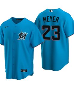 Miami Marlins Max Meyer Blue 2020 MLB Draft Alternate Replica Jersey