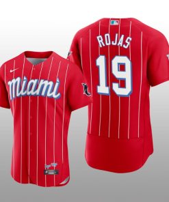 Miami Marlins Miguel Rojas Men's 2021 City Connect Jersey Red Authentic
