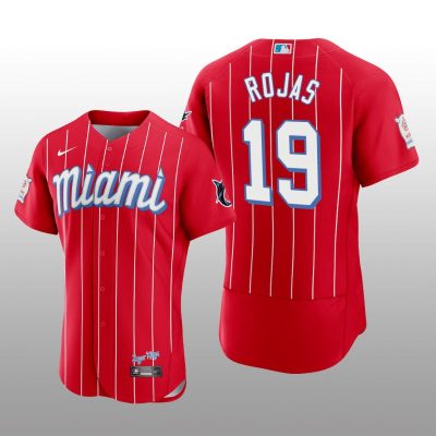 Miami Marlins Miguel Rojas Men's City Connect Jersey Red Authentic