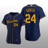 Milwaukee Brewers Avisail Garcia Authentic Alternate Team Navy Jersey