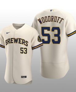 Milwaukee Brewers Brandon Woodruff Authentic Home Team Cream Jersey