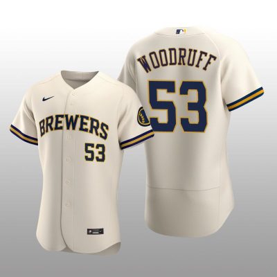 Milwaukee Brewers Brandon Woodruff Authentic Home Team Cream Jersey