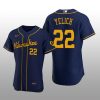 Milwaukee Brewers Christian Yelich Authentic Alternate Team Navy Jersey
