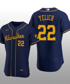 Milwaukee Brewers Christian Yelich Authentic Alternate Team Navy Jersey