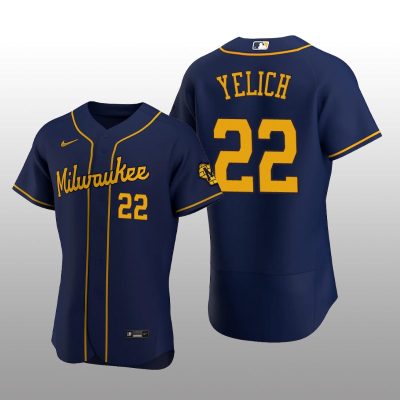 Milwaukee Brewers Christian Yelich Authentic Alternate Team Navy Jersey