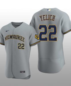 Milwaukee Brewers Christian Yelich Authentic Road Team Gray Jersey