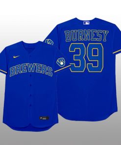 Milwaukee Brewers Corbin Burnes 2021 MLB Players Weekend Nickname Blue Jersey