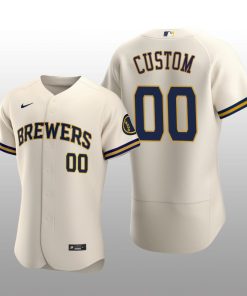 Milwaukee Brewers Custom Authentic Home Team Cream Jersey