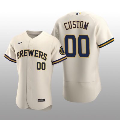 Milwaukee Brewers Custom Authentic Home Team Cream Jersey