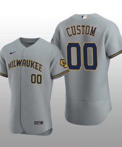 Milwaukee Brewers Custom Authentic Road Team Gray Jersey