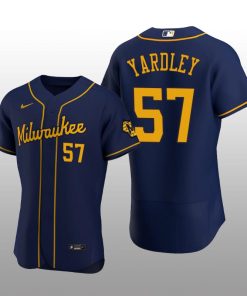 Milwaukee Brewers Eric Yardley Authentic Alternate Team Navy Jersey