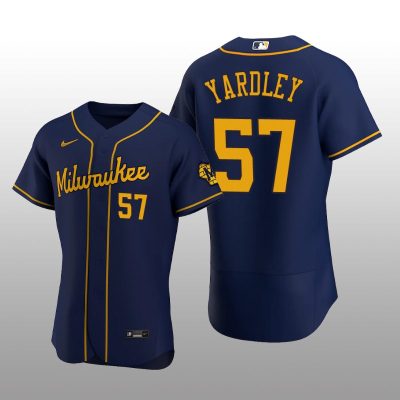 Milwaukee Brewers Eric Yardley Authentic Alternate Team Navy Jersey