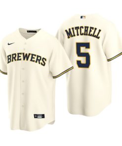 Milwaukee Brewers Garrett Mitchell Cream 2020 MLB Draft Home Replica Jersey