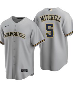 Milwaukee Brewers Garrett Mitchell Gray 2020 MLB Draft Road Replica Jersey