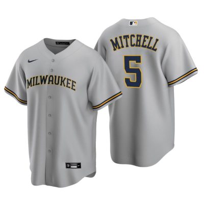Milwaukee Brewers Garrett Mitchell Gray 2020 MLB Draft Road Replica Jersey