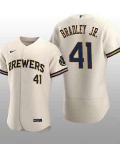 Milwaukee Brewers Jackie Bradley Jr. Authentic Home Team Cream Jersey