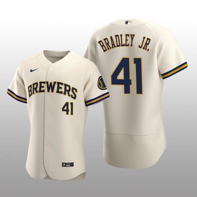 Milwaukee Brewers Jackie Bradley Jr. Authentic Home Team Cream Jersey